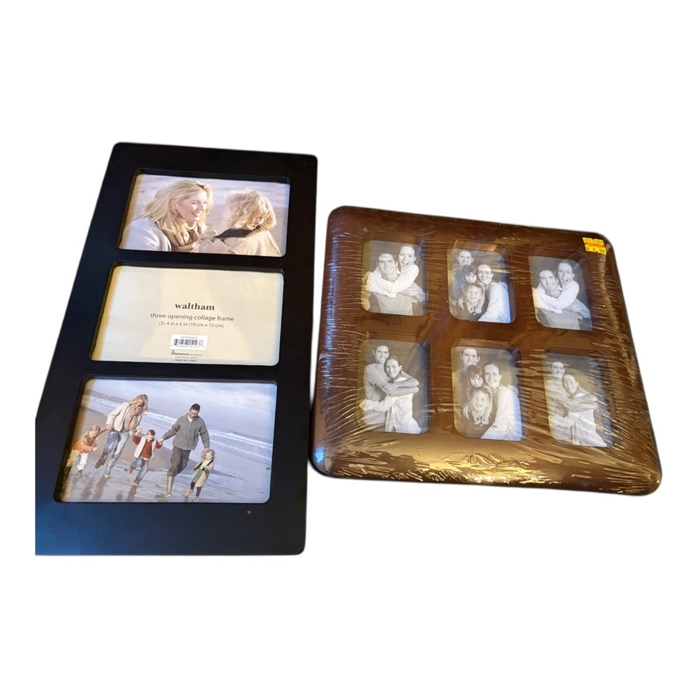 Waltham Black Triple Photo Frame & Brown Multi-Opening Collage Frame